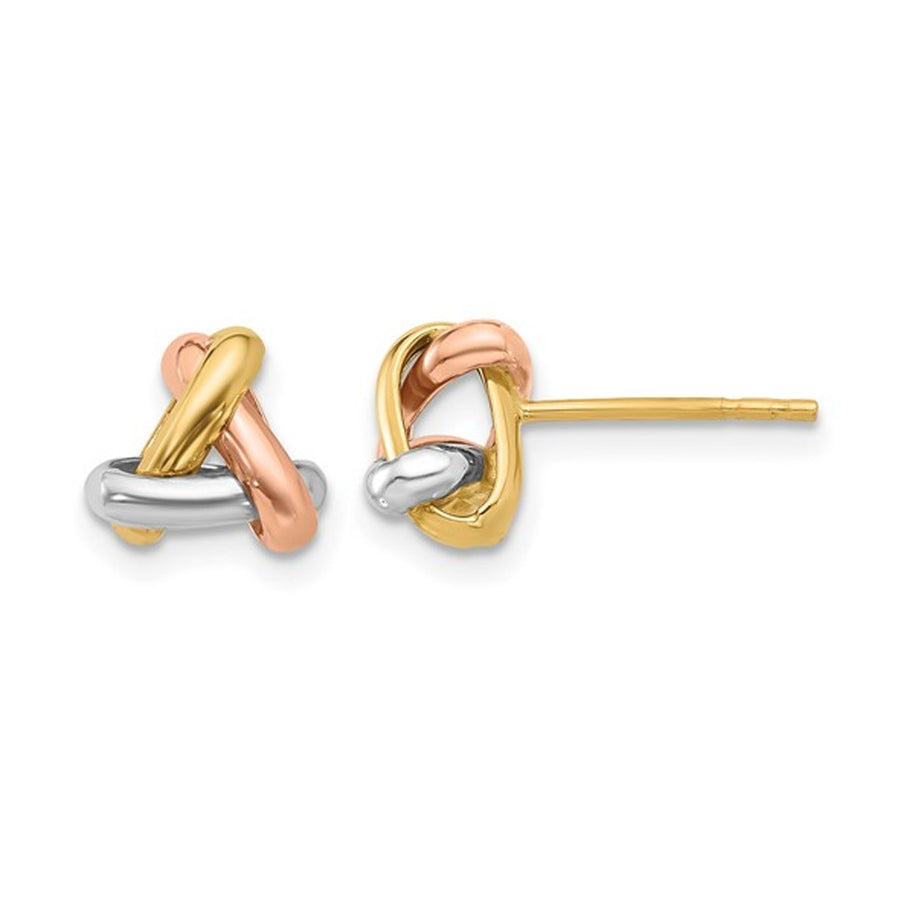 14K YellowWhiteRose Gold Polished Love Knot Post Earrings Image 1
