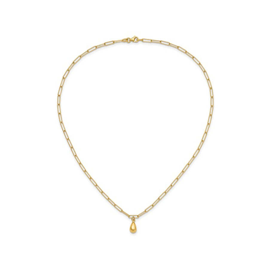 14K Yellow Gold Teardrop Paperclip Link Necklace Image 1