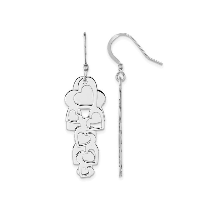 Sterling Silver Polished Hearts Cut-out Heart Dangle Earrings Image 1