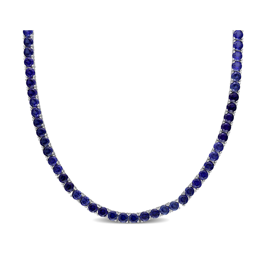 33 Carat (ctw) Lab Created Blue Sapphire Necklace in Sterling Silver Image 1