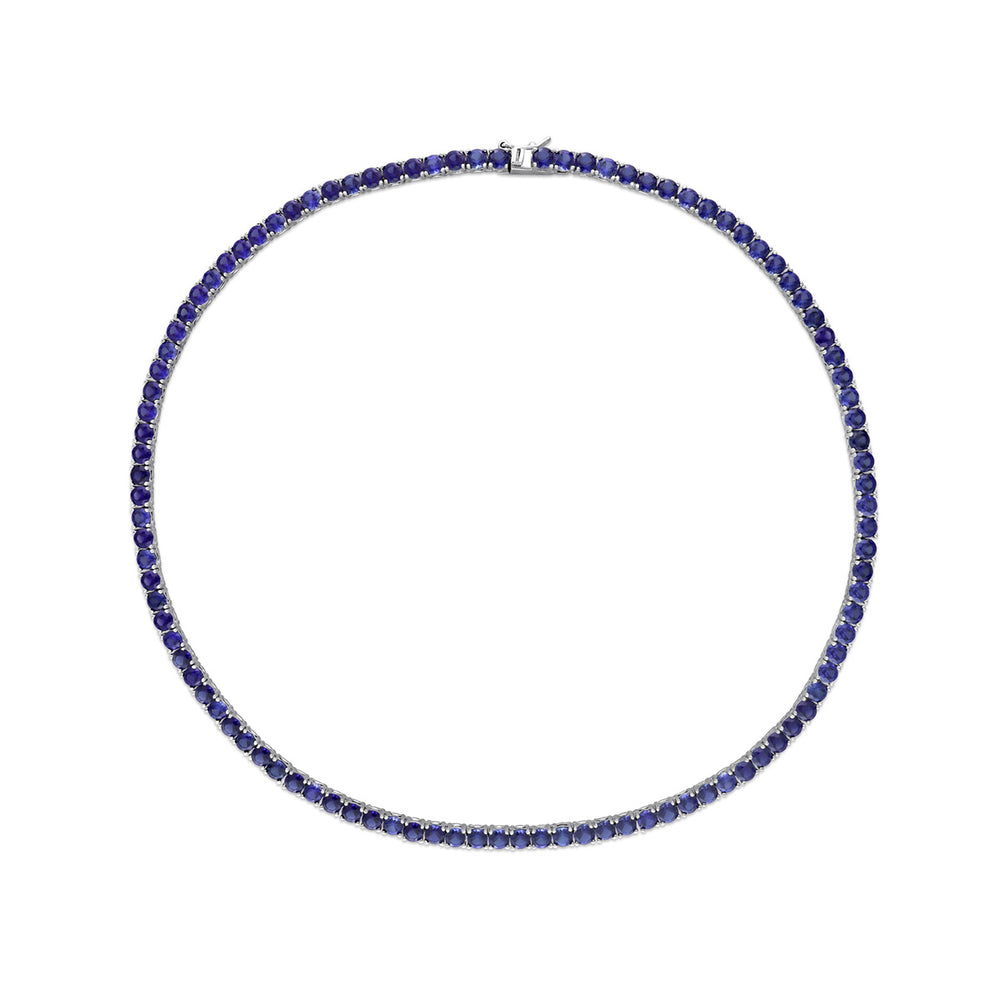 33 Carat (ctw) Lab Created Blue Sapphire Necklace in Sterling Silver Image 2