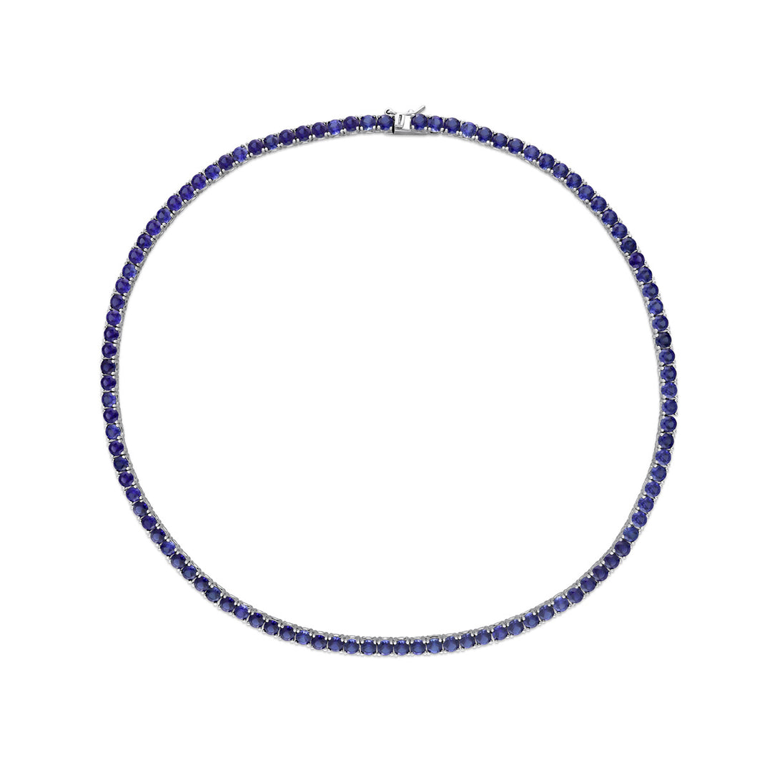 33 Carat (ctw) Lab Created Blue Sapphire Necklace in Sterling Silver Image 2