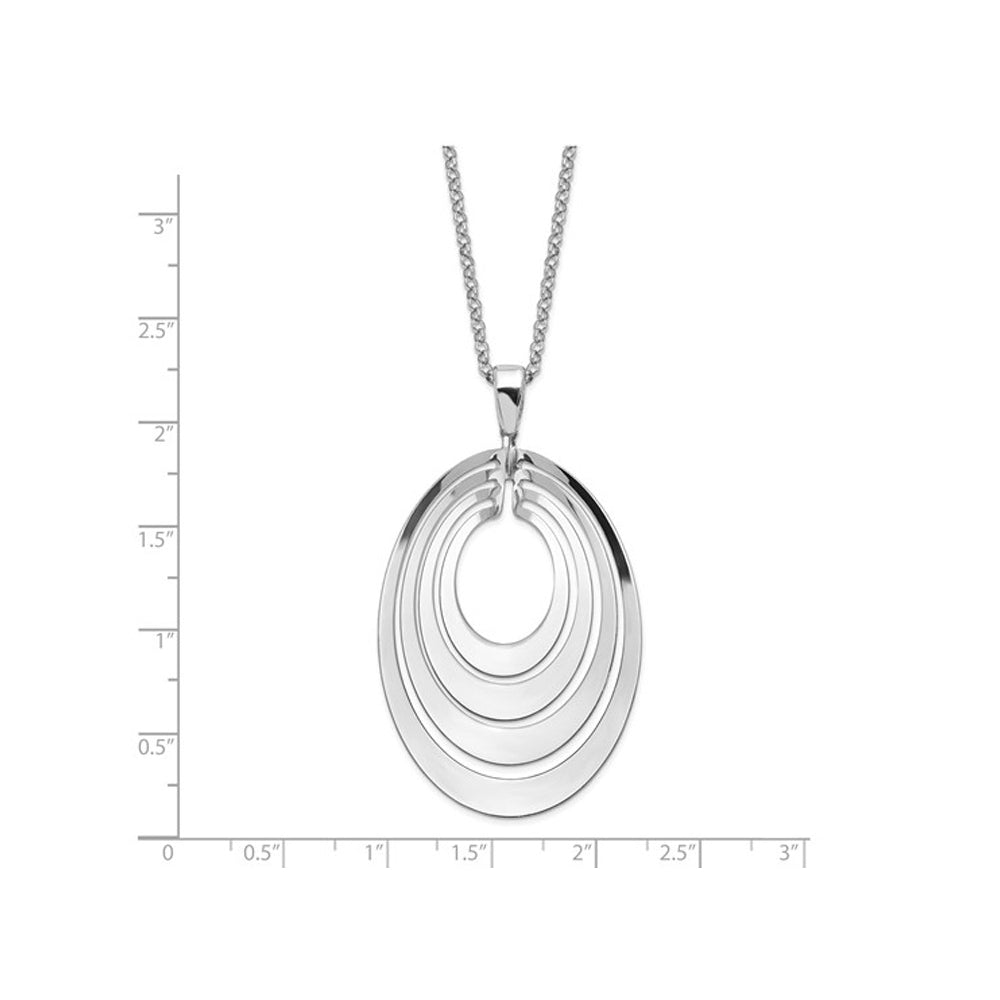 Sterling Silver Circle Polished and Brushed Necklace Pendant with Chain Image 2