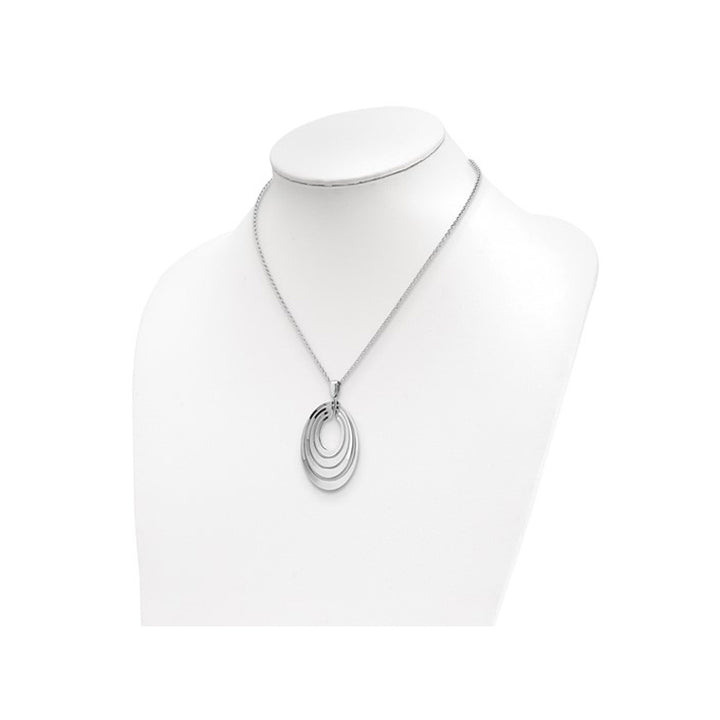 Sterling Silver Circle Polished and Brushed Necklace Pendant with Chain Image 3