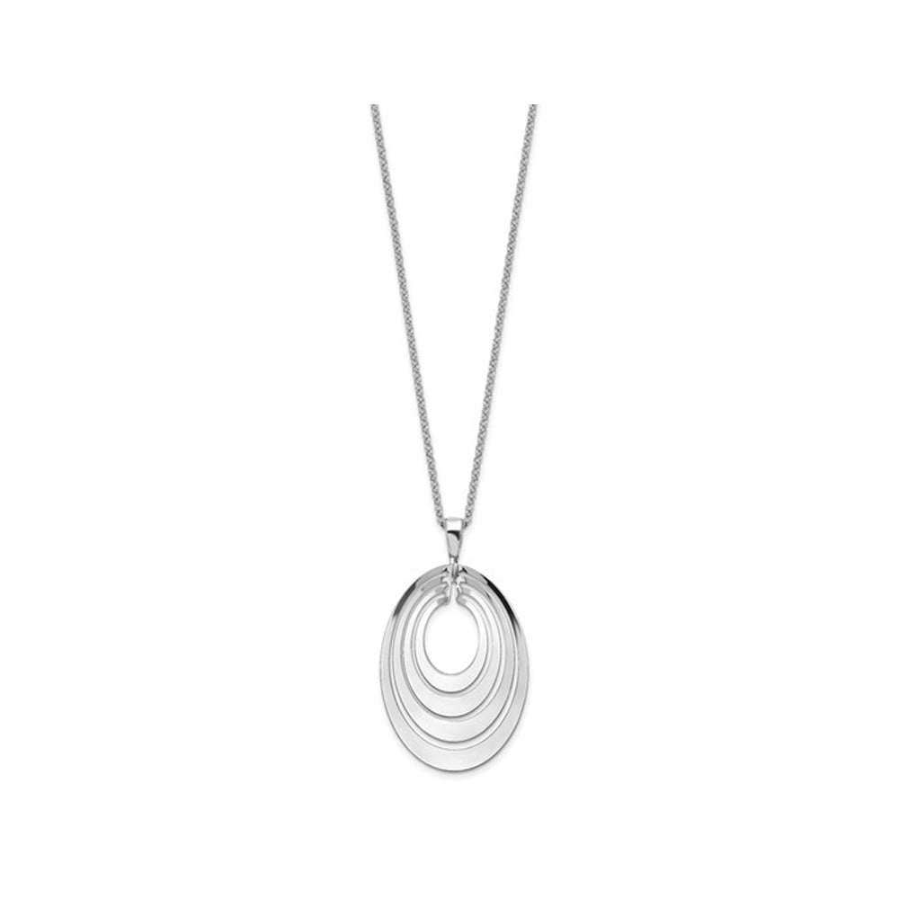 Sterling Silver Circle Polished and Brushed Necklace Pendant with Chain Image 4