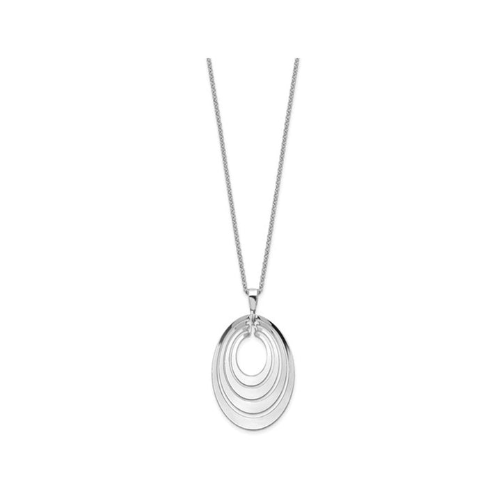 Sterling Silver Circle Polished and Brushed Necklace Pendant with Chain Image 4