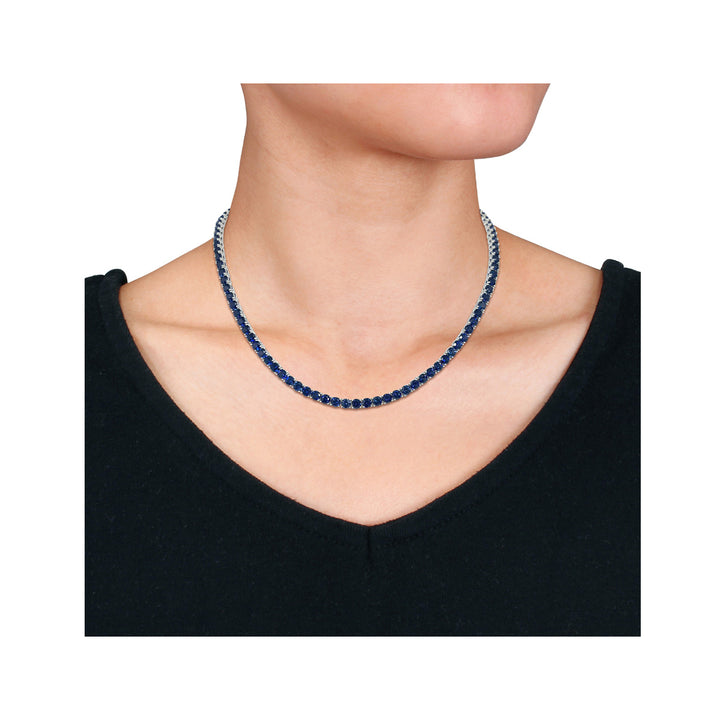 33 Carat (ctw) Lab Created Blue Sapphire Necklace in Sterling Silver Image 4