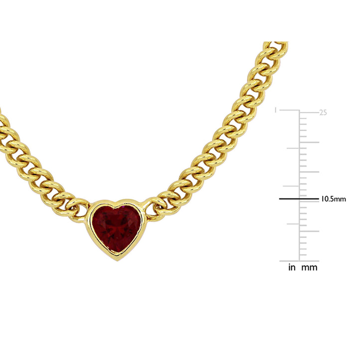 2.85 Carat (ctw) Lab Created Ruby Heart Necklace in Yellow Plated Sterling Silver Image 2