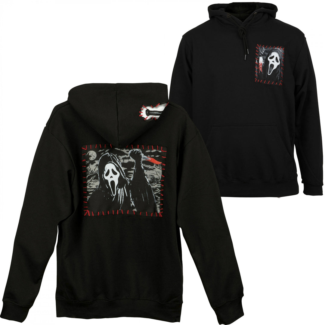 Scream Ghostface Pullover Hoodie with Hand Sewn Patches Image 1