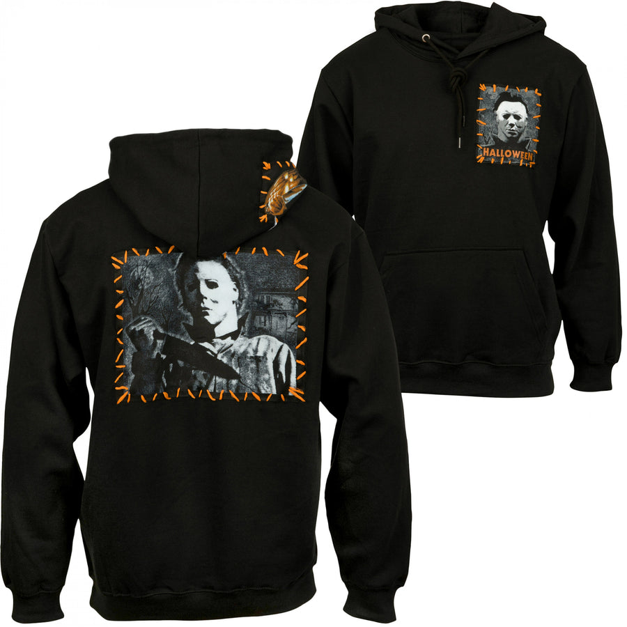 Halloween Michael Meyers Pullover Hoodie with Hand Sewn Patches Image 1