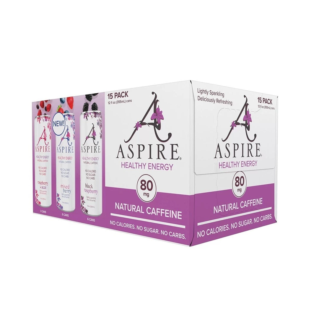 Aspire Healthy Energy Drinks Variety Pack 12 Fluid Ounce (Pack of 15) Image 1