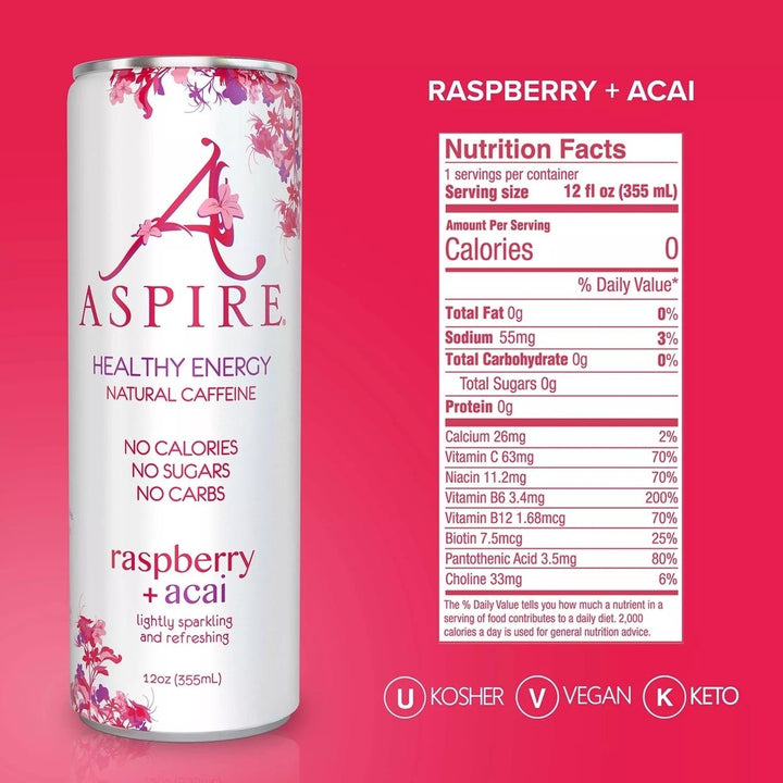 Aspire Healthy Energy Drinks Variety Pack 12 Fluid Ounce (Pack of 15) Image 4