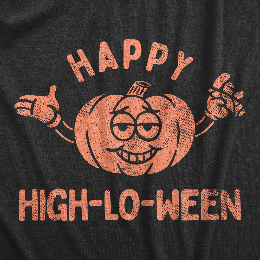 Womens Happy High Lo Ween T Shirt Funny 420 Halloween Weed Smoking Spooky Season Lovers Tee For Ladies Image 2