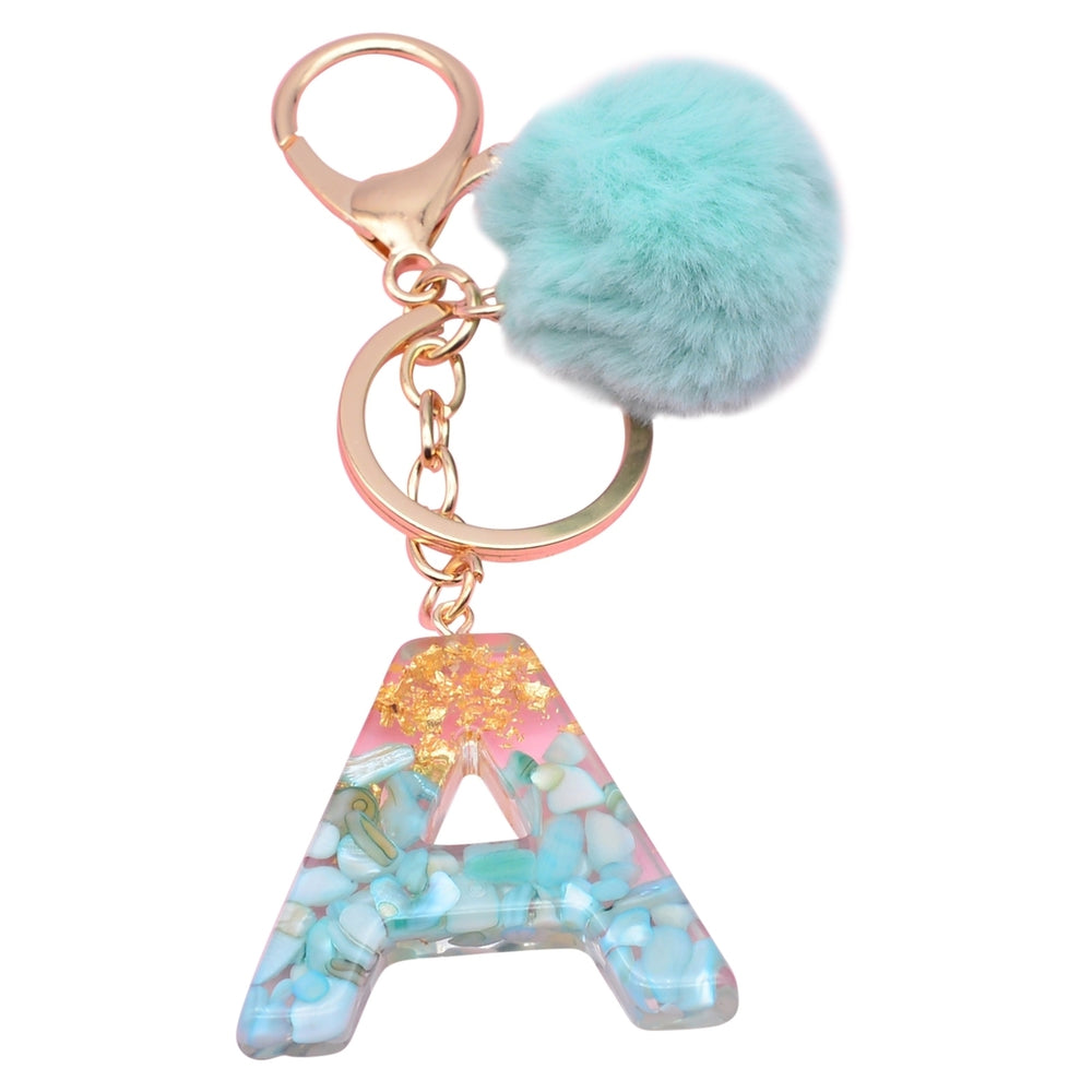 Key Chain Ornamental Multi-color Rhinestone Decor Initial Letter Keychain Ball Decor for Home Image 2
