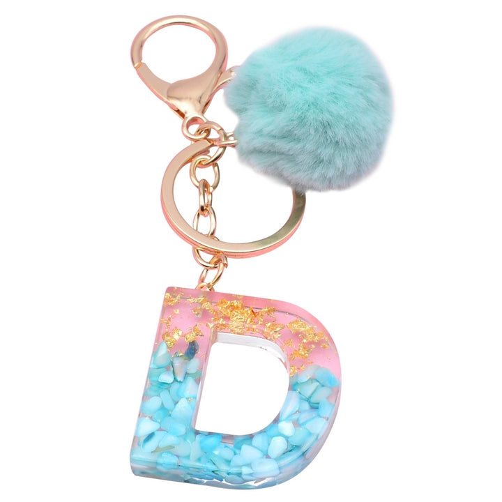 Key Chain Ornamental Multi-color Rhinestone Decor Initial Letter Keychain Ball Decor for Home Image 1