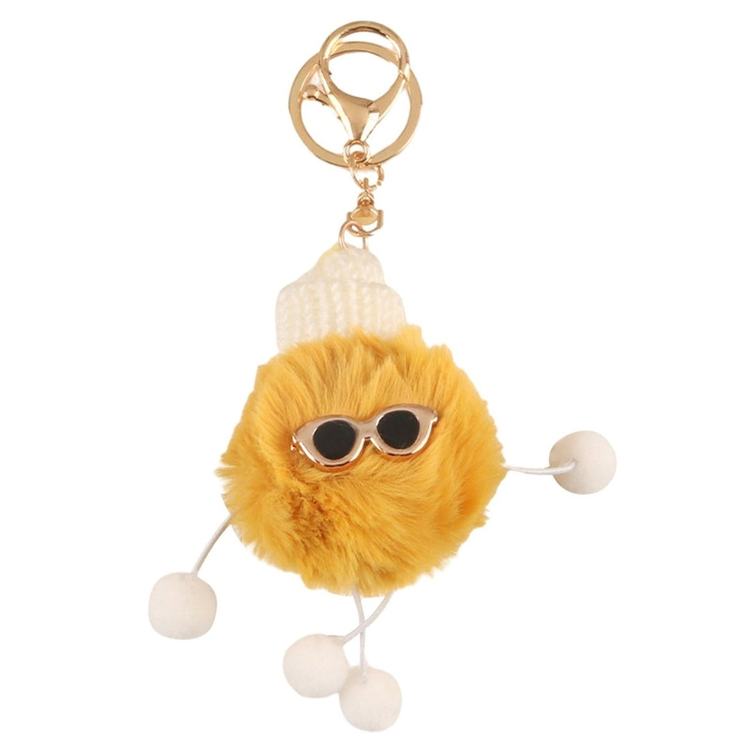 Key Chain Fluffy Hanging Design Nice-looking Furry Pompom Keychain Decor for Girl Image 1