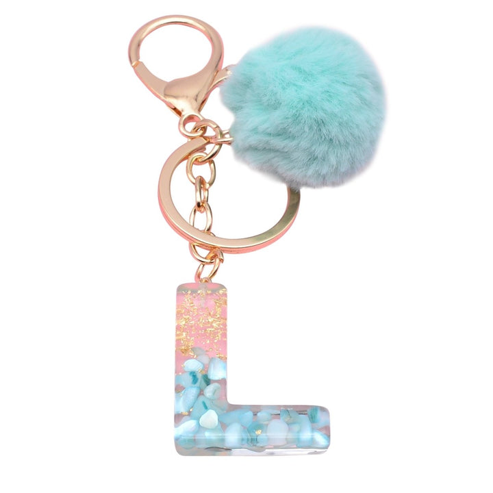 Key Chain Ornamental Multi-color Rhinestone Decor Initial Letter Keychain Ball Decor for Home Image 1