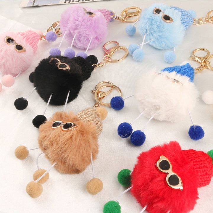 Key Chain Fluffy Hanging Design Nice-looking Furry Pompom Keychain Decor for Girl Image 12