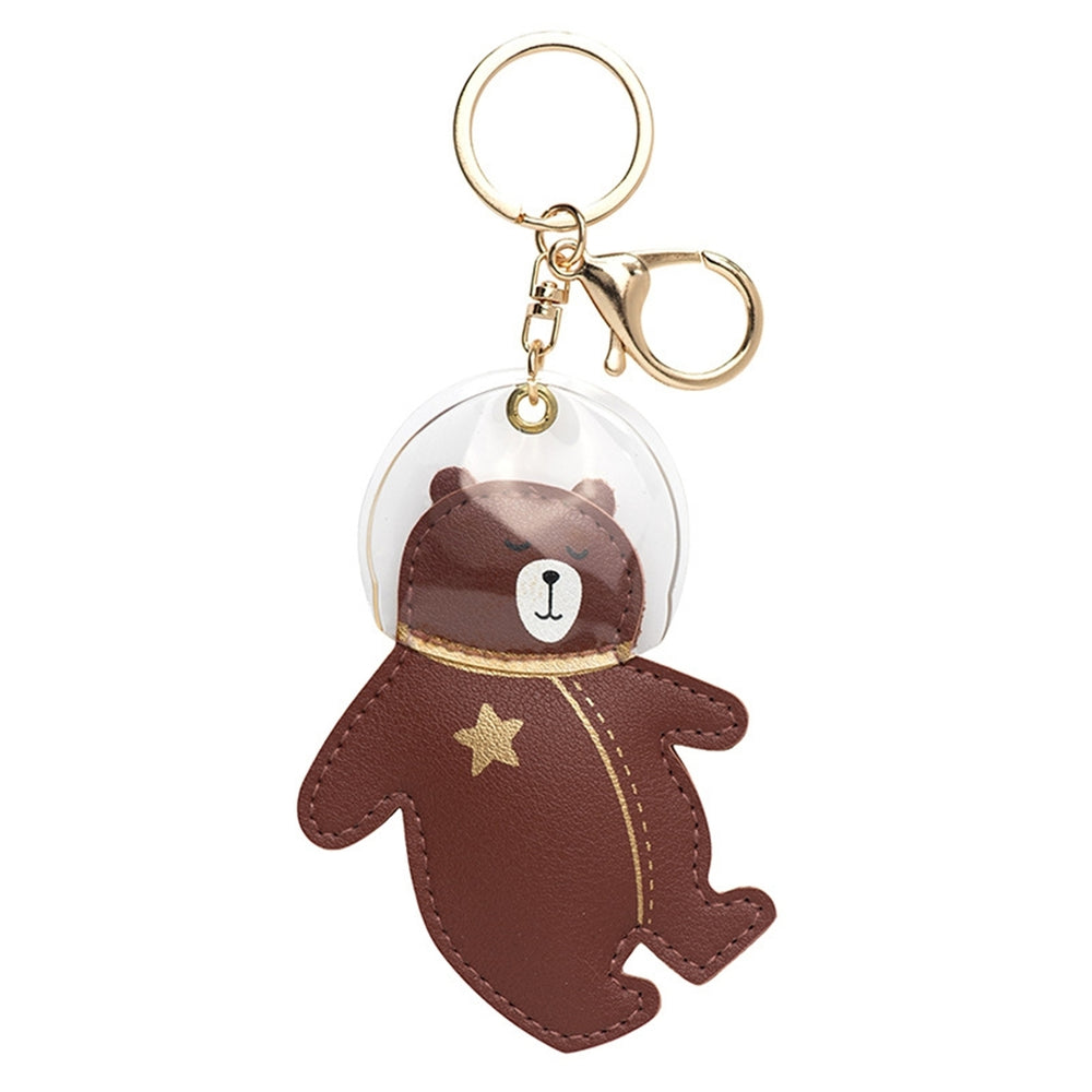 Keychain Animal Pattern Decorative Faux Leather Pig Bear Frog Key Ring for Daily Use Image 2