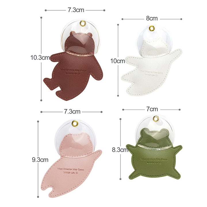 Keychain Animal Pattern Decorative Faux Leather Pig Bear Frog Key Ring for Daily Use Image 9