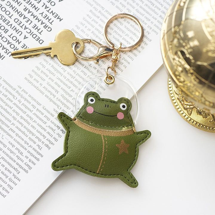 Keychain Animal Pattern Decorative Faux Leather Pig Bear Frog Key Ring for Daily Use Image 12