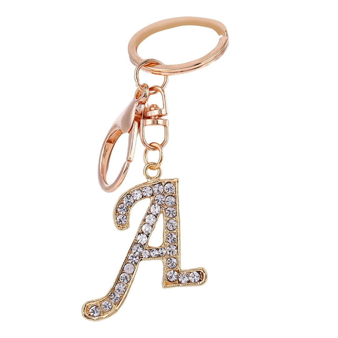 Key Chain 26 Letters Rhinestone Unisex Compact Long Lasting Key Ring Bag Decoration Image 1