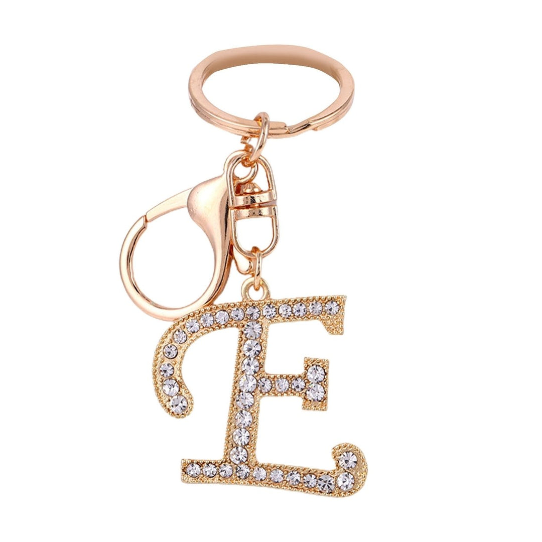 Key Chain 26 Letters Rhinestone Unisex Compact Long Lasting Key Ring Bag Decoration Image 6