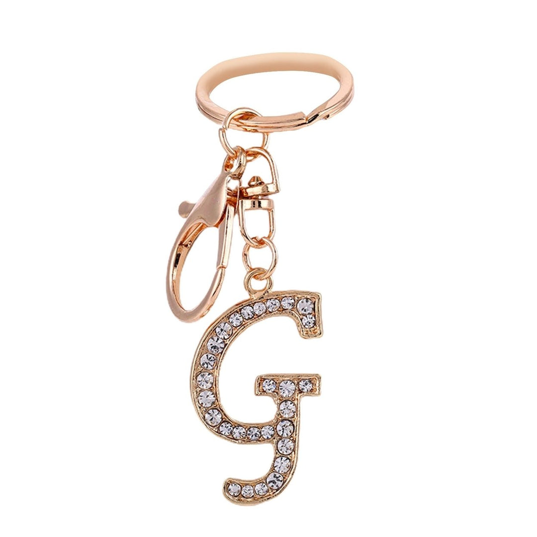 Key Chain 26 Letters Rhinestone Unisex Compact Long Lasting Key Ring Bag Decoration Image 1