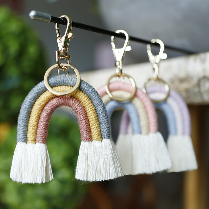 Key Chain Colorful Tassels Unisex Compact Long Lasting Key Ring Bag Decoration Image 1