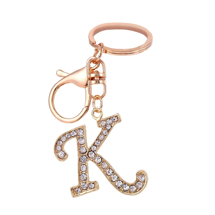 Key Chain 26 Letters Rhinestone Unisex Compact Long Lasting Key Ring Bag Decoration Image 9