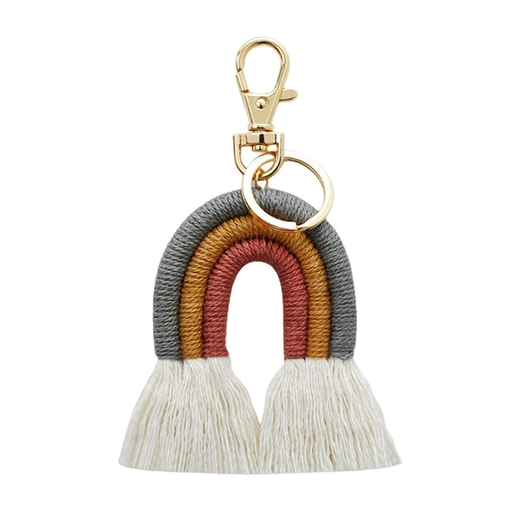 Key Chain Colorful Tassels Unisex Compact Long Lasting Key Ring Bag Decoration Image 1