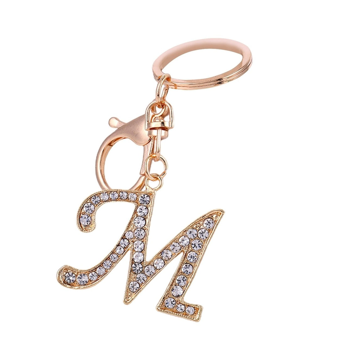 Key Chain 26 Letters Rhinestone Unisex Compact Long Lasting Key Ring Bag Decoration Image 1