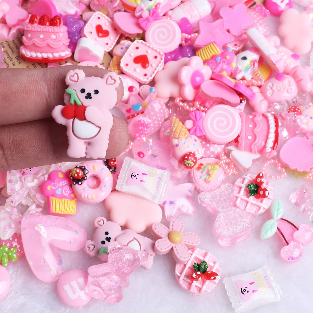 1 Set Mobile Phone Shell Materials Candy Mixed Resin Multi-purpose Pink Jewelry Accessories for Hair Clip Decoration Image 3