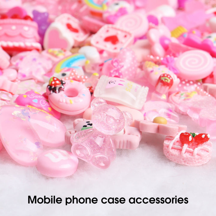 1 Set Mobile Phone Shell Materials Candy Mixed Resin Multi-purpose Pink Jewelry Accessories for Hair Clip Decoration Image 4