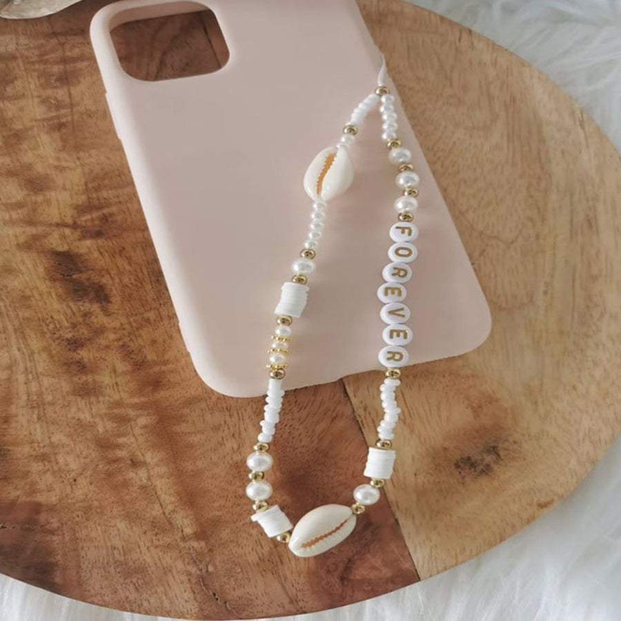 Phone Lanyard Shell Beads Unisex Bohemian Imitation Pearls Phone Wrist Strap Phone Accessories Image 1