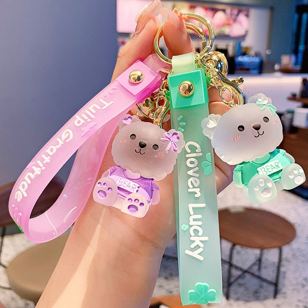 Key Chain Cartoon Jelly Color Bear Unisex Multipurpose Letter Key Ring Holder Bag Decoration Image 7