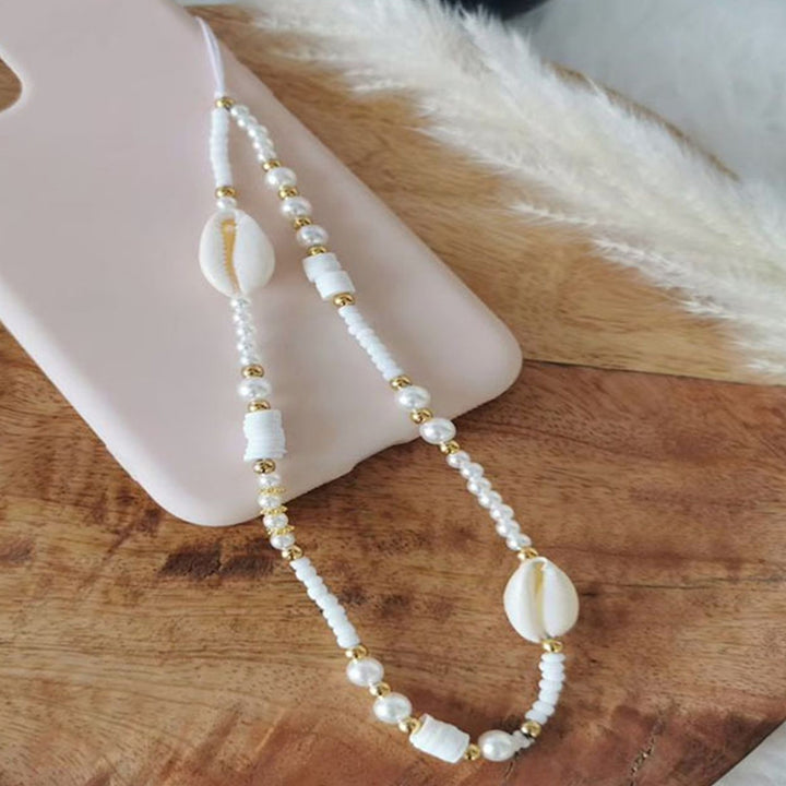 Phone Lanyard Shell Beads Unisex Bohemian Imitation Pearls Phone Wrist Strap Phone Accessories Image 12