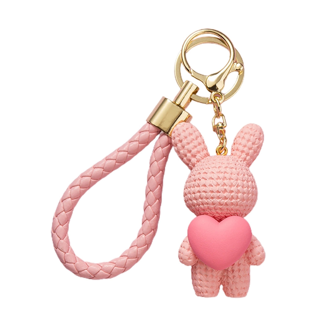 Cute Cartoon Keychain Knitted Animal Shape Phone Bag Car Rabbit Keychain for Daily Use Image 3