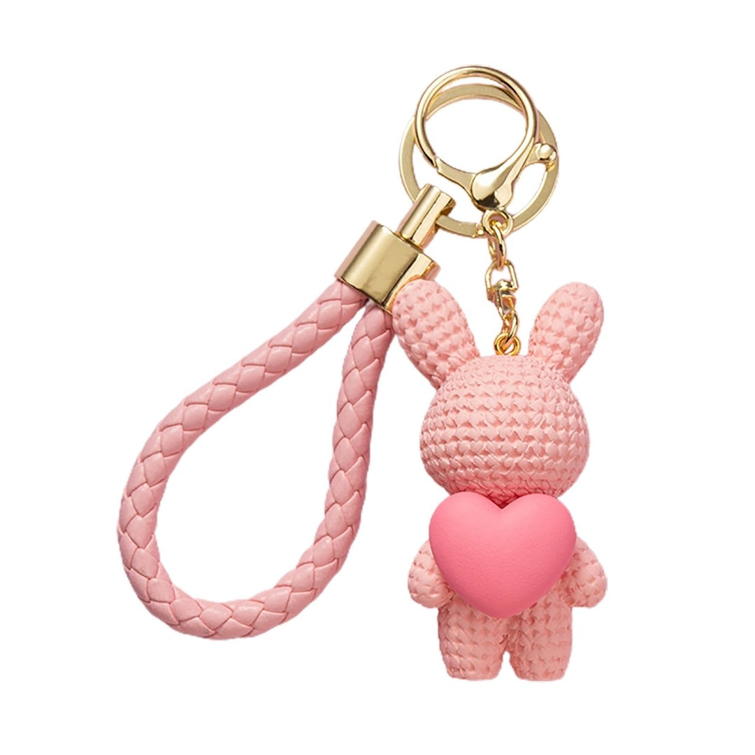 Cute Cartoon Keychain Knitted Animal Shape Phone Bag Car Rabbit Keychain for Daily Use Image 1