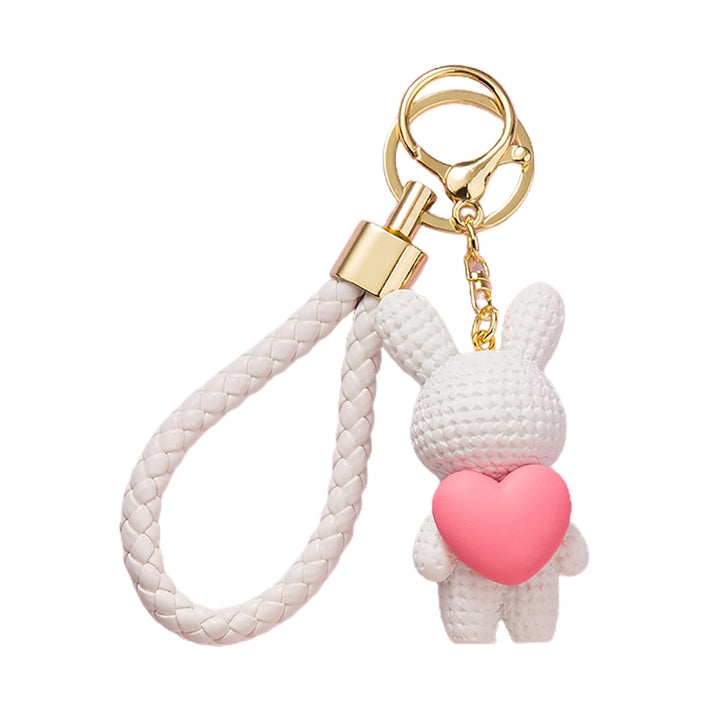 Cute Cartoon Keychain Knitted Animal Shape Phone Bag Car Rabbit Keychain for Daily Use Image 4