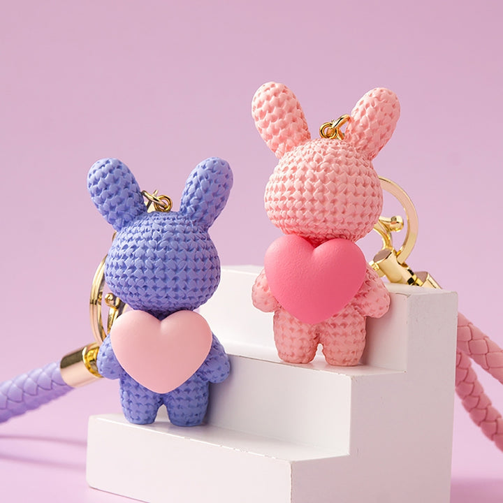 Cute Cartoon Keychain Knitted Animal Shape Phone Bag Car Rabbit Keychain for Daily Use Image 9