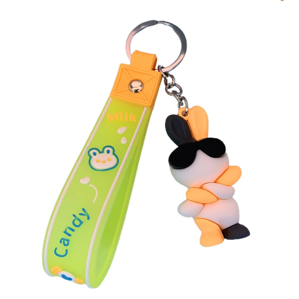 Key Chain Soft Waterproof Silicone Mini Cartoon Rabbit Lovers Bag Car Key Pendant for Women Image 2