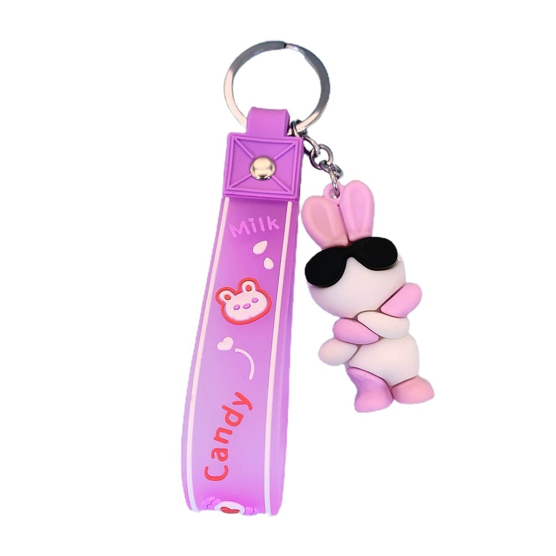 Key Chain Soft Waterproof Silicone Mini Cartoon Rabbit Lovers Bag Car Key Pendant for Women Image 3