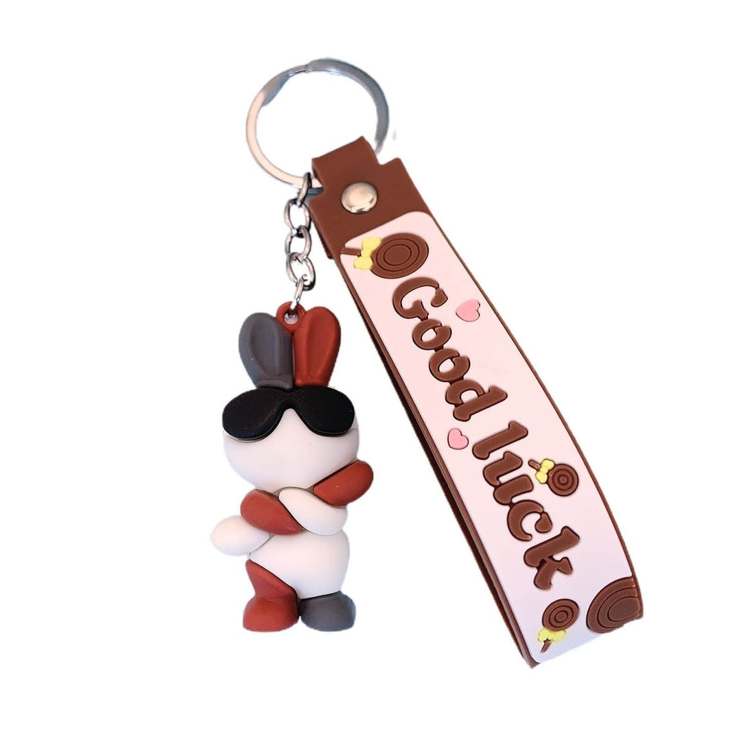 Key Chain Soft Waterproof Silicone Mini Cartoon Rabbit Lovers Bag Car Key Pendant for Women Image 1