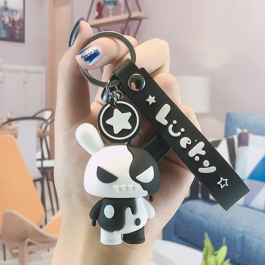 Bunny Keychain Villain Angry Face Contrast Color Cartoon Letter Decorate Polished Phone Car Couple Gift Rabbit Keychain Image 12