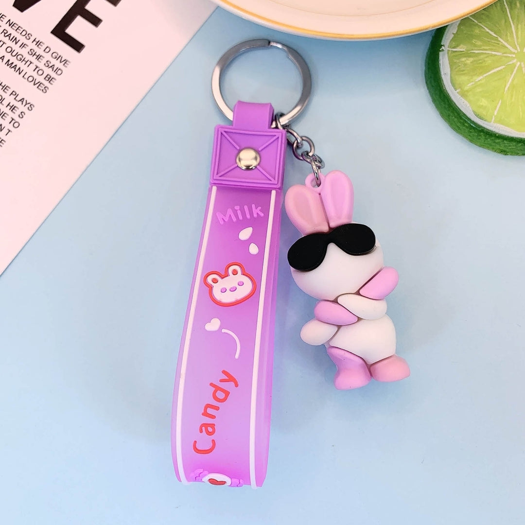 Key Chain Soft Waterproof Silicone Mini Cartoon Rabbit Lovers Bag Car Key Pendant for Women Image 12