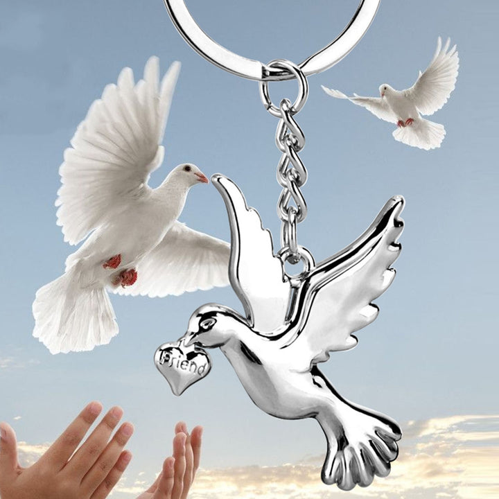 Key Chain Multi-purpose Realistic Decorative Reusable Bright Luster Souvenir Metal Peace Pigeon Key Ring Hanging Pendant Image 3