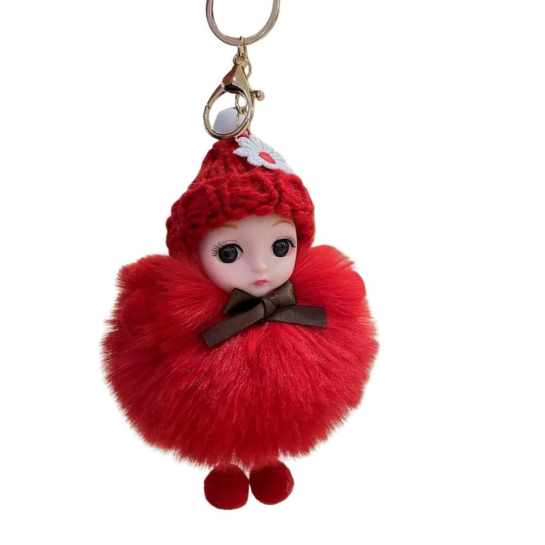 Key Chain Soft Adorable Decorative Silicone Cartoon Pompom Plush Doll Car Key Pendant for Daily Use Image 1