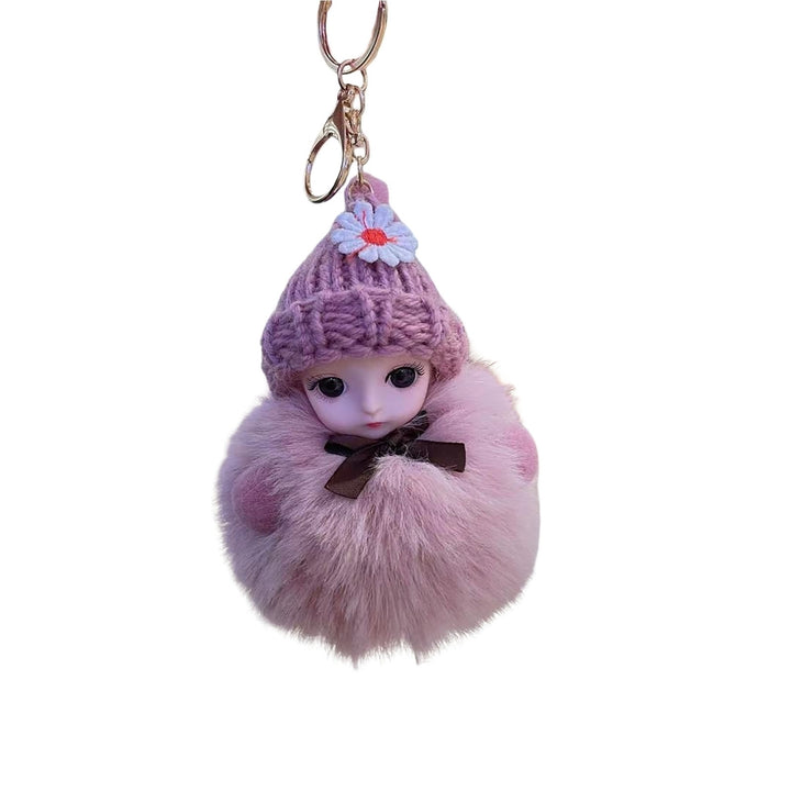 Key Chain Soft Adorable Decorative Silicone Cartoon Pompom Plush Doll Car Key Pendant for Daily Use Image 6