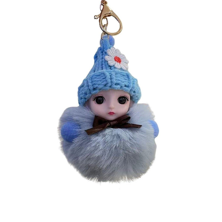 Key Chain Soft Adorable Decorative Silicone Cartoon Pompom Plush Doll Car Key Pendant for Daily Use Image 1